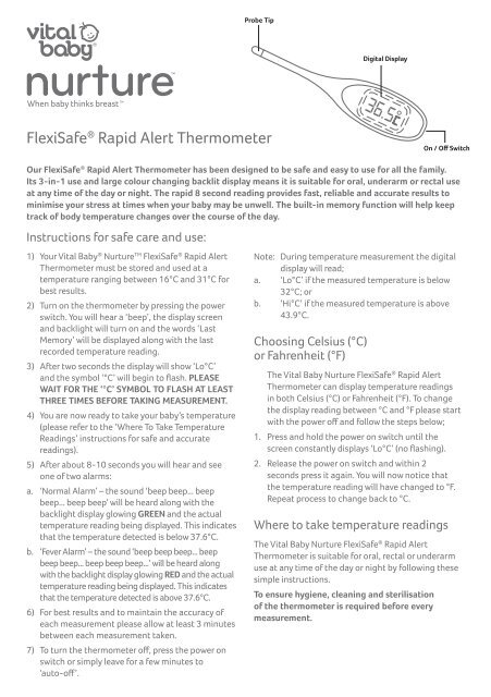 Vital Baby Nurture FlexiSafeÂ® Rapid Alert Thermometer