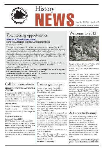 RHSV History News February-March 2013 - Royal Historical Society ...