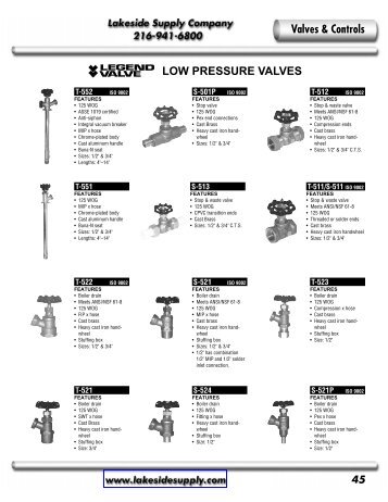 Legend: Plumbing and Heating Valves - Lakeside Supply Company