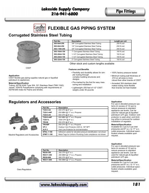Gastite: Flexible Gas Piping Lakeside Supply Company