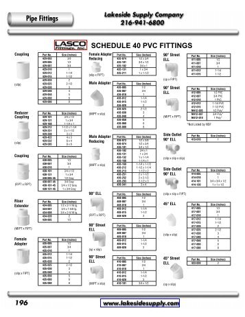 Lasco: Plastic Schedule 40, 80, and DWV - Lakeside Supply Company