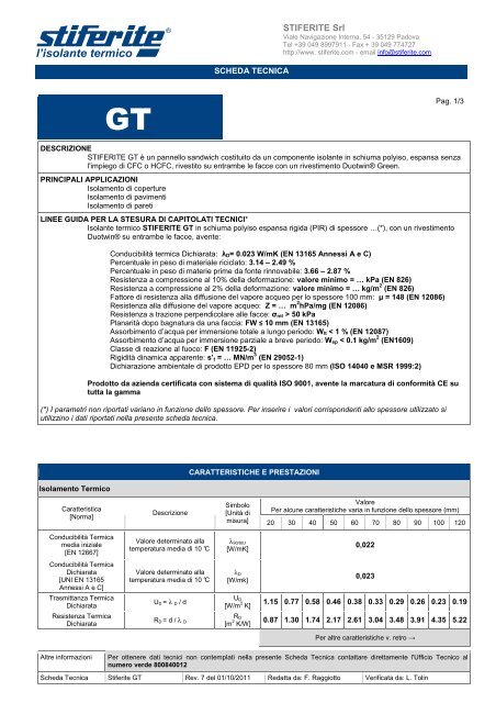 Scheda tecnica Stiferite GT - Edilia2000.it