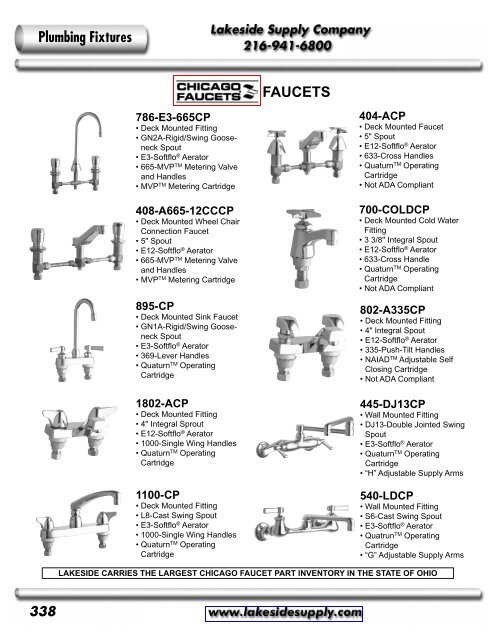 Chicago Faucets Lakeside Supply Company