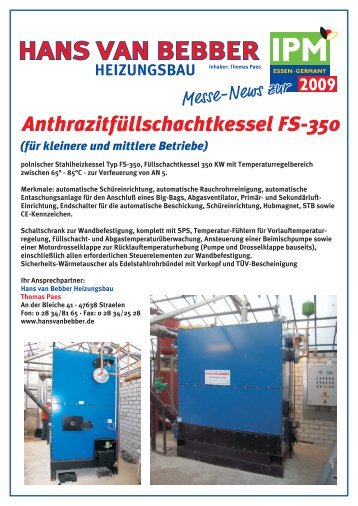Information zum Kohlekessel FS 350 und FS 150 - Hans van Bebber