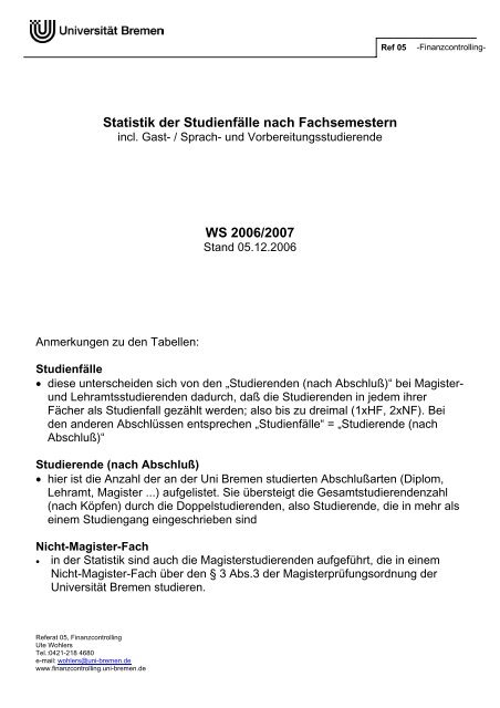 164kB - Referat 05 (Finanzcontrolling) - UniversitÃ¤t Bremen