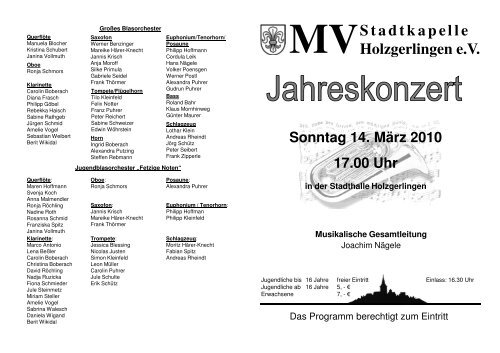 Jahreskonzert 2010 - Musikverein Stadtkapelle Holzgerlingen