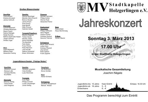Jahreskonzert 2013 - Musikverein Stadtkapelle Holzgerlingen