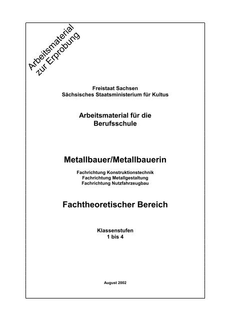 Metallbauer/Metallbauerin Fachtheoretischer Bereich