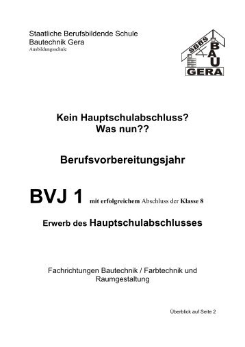 Berufsvorbereitungsjahr BVJ 1 - SBBS Bautechnik Gera