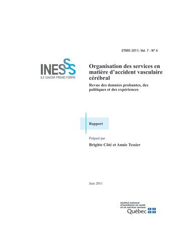 Organisation des services en matiÃ¨re d'accident ... - INESSS