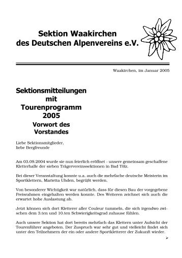 Sektionsmitteilungen 2005 - Alpenverein Sektion Waakirchen