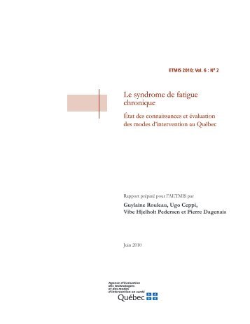 Le syndrome de fatigue chronique : Ã©tat des ... - INESSS