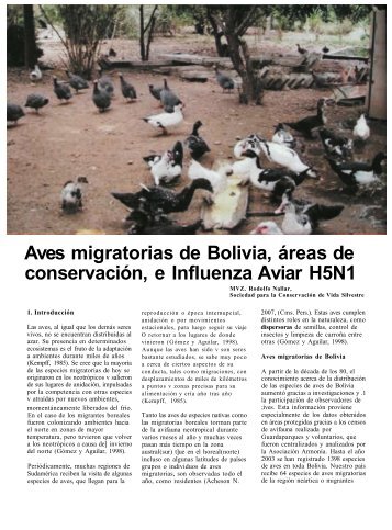 Aves migratorias de Bolivia, Ã¡reas de conservaciÃ³n, e ... - Amazon S3