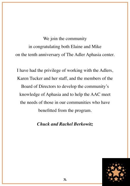 View Our Tribute Book - Adler Aphasia Center