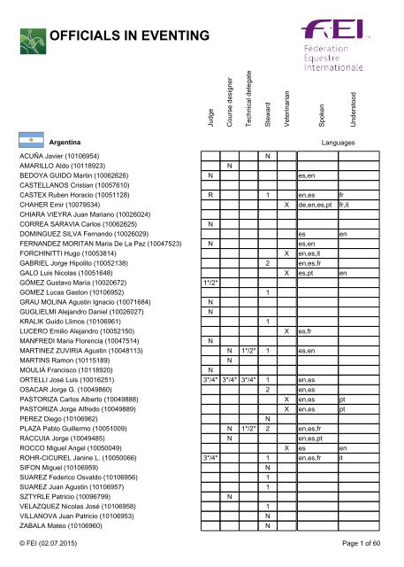 OFFICIALS IN EVENTING