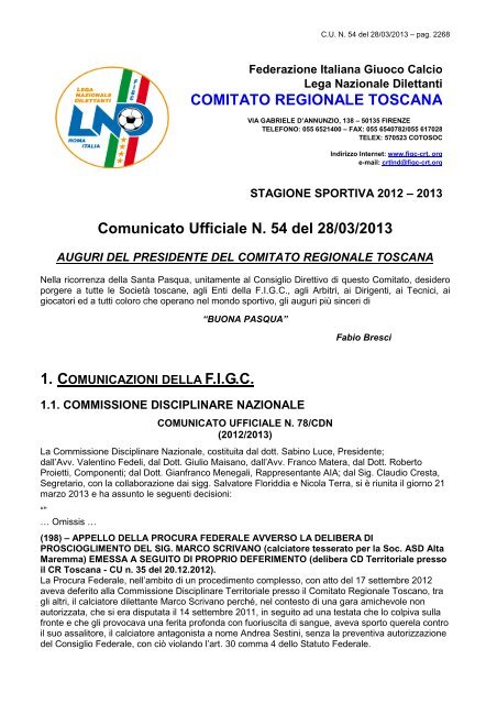 CU NR. 54 - ASDC Perignano Calcio