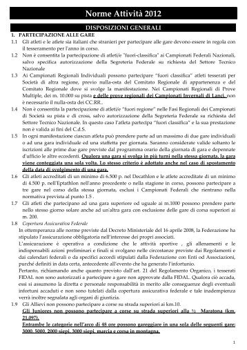 Norme AttivitÃ  2012 - Disposizioni Generali - Fidal