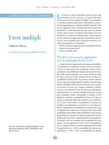 I test multipli - Giornale Italiano di Aritmologia e Cardiostimolazione