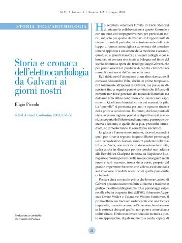 Storia e cronaca dell'elettrocardiologia da Galvani ai giorni nostri