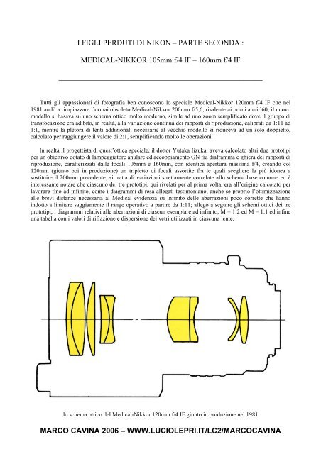 articolo prototipi di Medical-Nikkor 105mm f/4 IF e ... - Marco Cavina