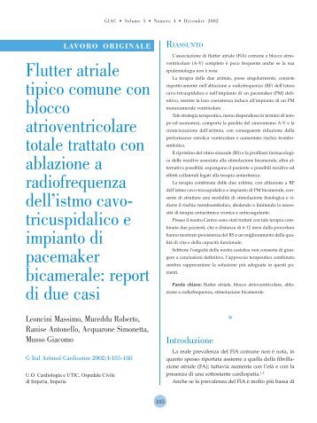 Flutter atriale tipico comune con blocco atrioventricolare totale ...