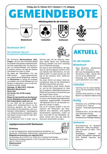 Februar 2013 - Ortschaftsrat Seehausen