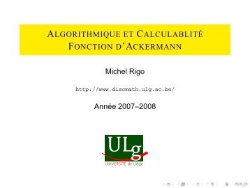 Algorithmique et Calculablité Fonction d'Ackermann