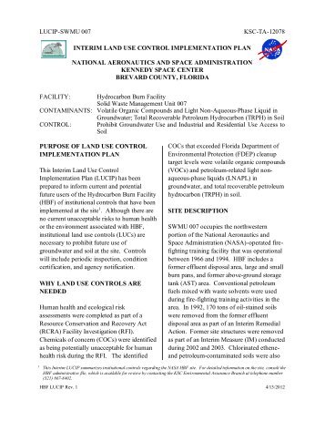 Hydrocarbon Burn Facility - Environmental Program at KSC - NASA