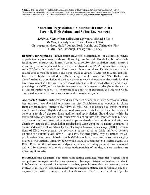 Anaerobic Degradation of Chlorinated Ethenes in a Low-pH, High ...