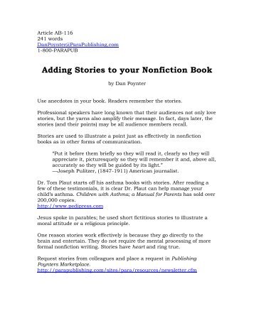 Adding Stories to your Nonfiction Book - Para Publishing