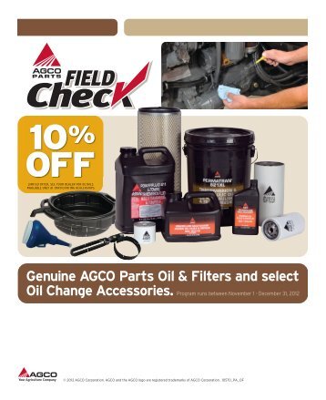 Genuine AGCO Parts Oil & Filters and select