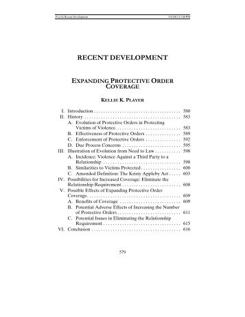 Expanding Protective Order Coverage - St. Mary's Law Journal