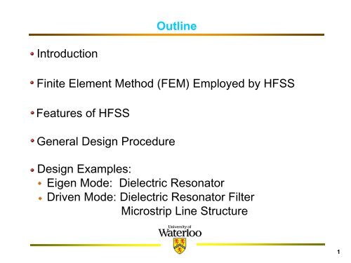 Filter Design Using Ansoft HFSS - Electrical and Computer ...