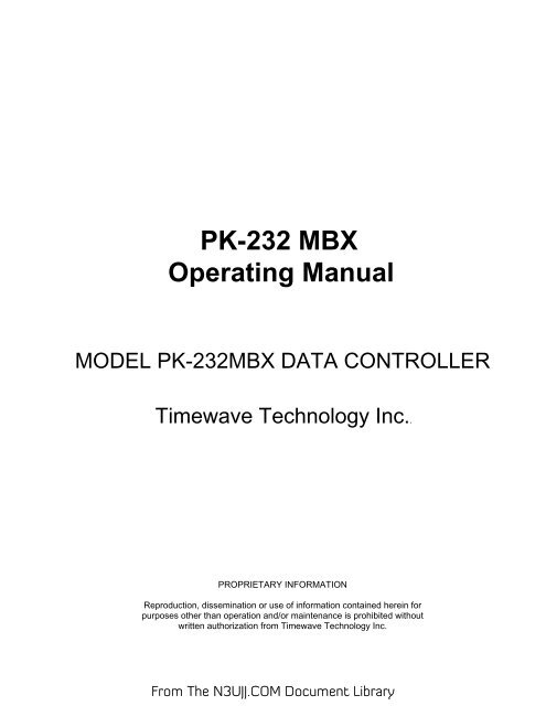 PK-232 MBX Operating Manual - N3UJJ