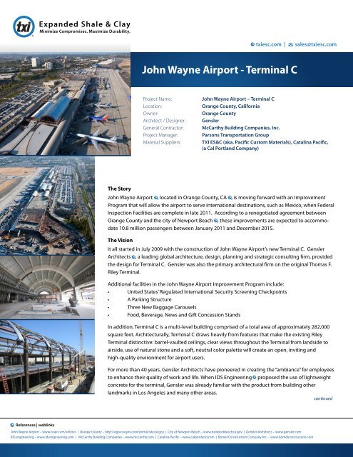 John Wayne Airport - Terminal C - Expanded Shale & Clay