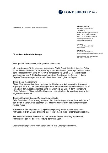 Direkt Depot Fondsbroker