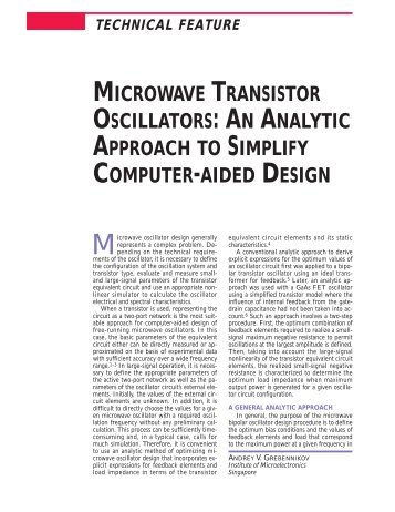 MICROWAVE TRANSISTOR OSCILLATORS: AN ANALYTIC ...