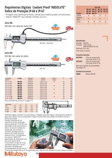 Paquímetros Digitais Coolant Proof “ABSOLUTE” Índice ... - Mitutoyo
