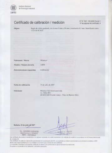 Certificado de calibración / medición ... - Mitutoyo