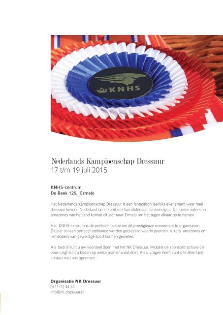 Sponsorbrochure NK Dressuur 2015
