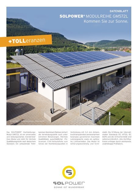 Datenblatt SOLPOWER GM572L - pro solar Solarstrom GmbH
