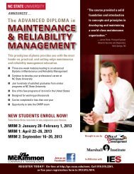 Maintenance & Reliability ManageMent - McKimmon Center for ...