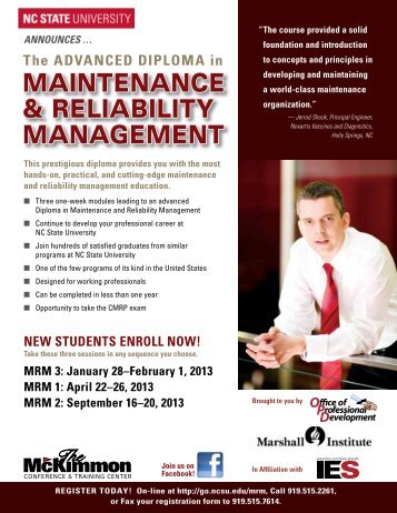 Maintenance & Reliability ManageMent - McKimmon Center for ...