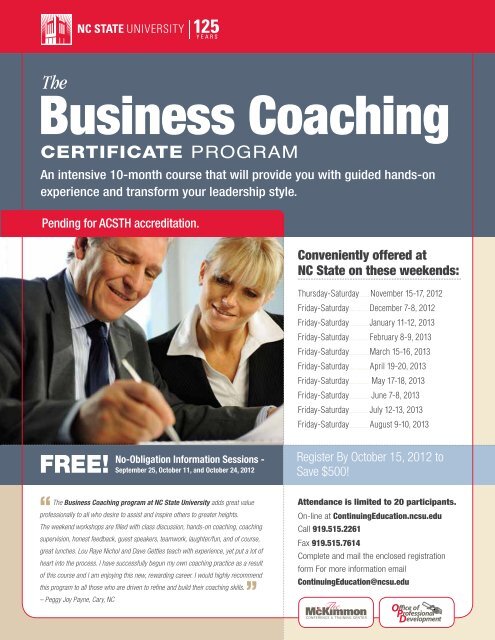 Business Coaching - North Carolina State University