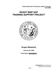 NCDOT BSIP SAP Training Support Project - ITS