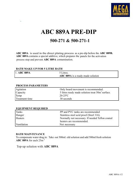 Data Sheet 500-271 ABC889A Predip(1012) - Mega Electronics