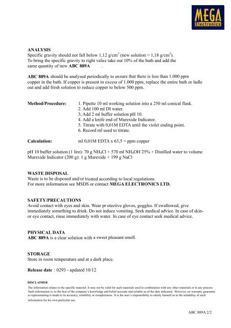 Data Sheet 500-271 ABC889A Predip(1012) - Mega Electronics