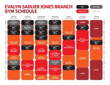 EVALYN SADLIER JONES BRANCH GYM SCHEDULE