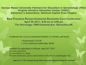 George Mason University Partners for Education in Gerontology ...