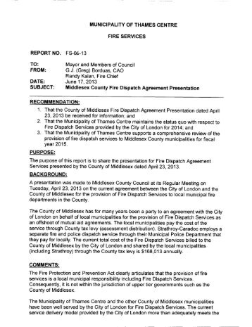 Report No. FS-06-13 of the Chief Administrative Officer/Fire Chief ...